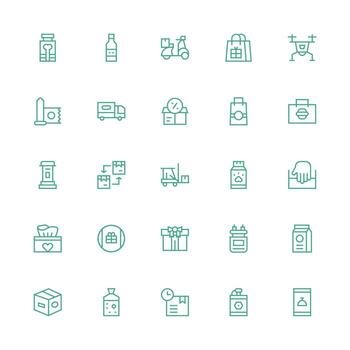 Package Set with 25 Medium Stroke Outline Icons Web and App Icon Pack Collection vector