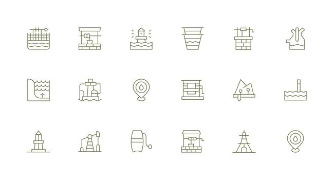 18 mínimo línea íconos para bien gráficos ui y ux enfocado icono colección vector