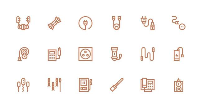 18 Cord Icons in Strong Stroke Line Aesthetic Interface Icon Collection for Daily Projects vector