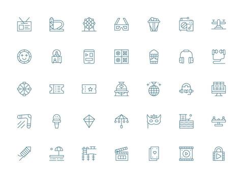 Light Line Style Entertainment Icons with 35 Vectors Clean Icon Set Icon Pack for UI Projects