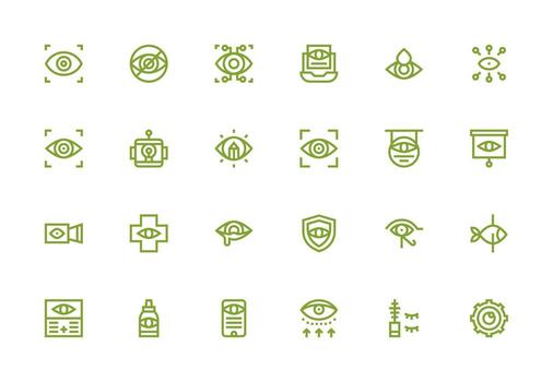Eye Icon Collection with 24 Thick Line Line Designs Sharp Icons for Presentations vector