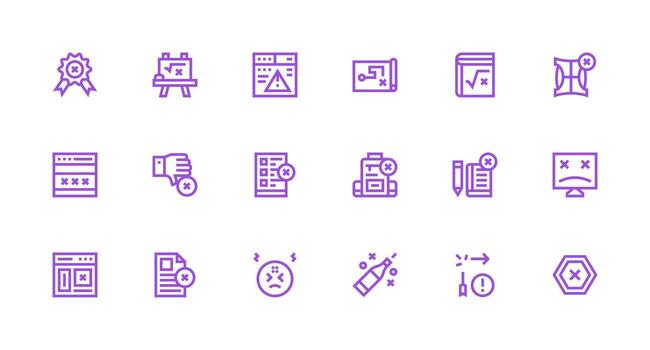 Incorrect Design Icons featuring 18 in Strong Stroke Line Style Simple Icon Pack vector