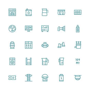 Medium Stroke Outline Style Capacity Icons with 25 Vectors Scalable Icons for All Themes