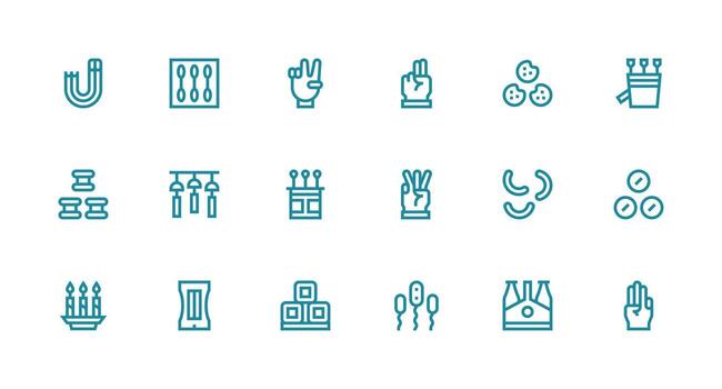 Strong Stroke Line Style Three Icons with 18 Vectors Customizable Icon Series for Mobile Screens
