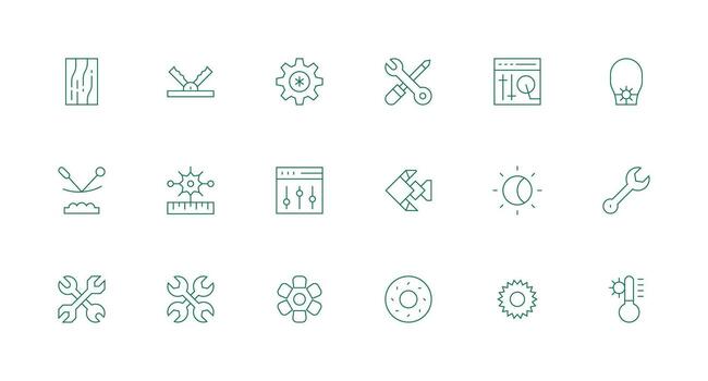 Adjustment Set with 18 Minimal Line Icons Clean Icon Set Icon Pack for UI Projects vector