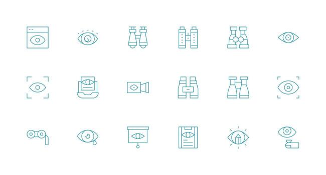 mínimo línea íconos desde observar conjunto con 18 vectores profesional icono conjunto