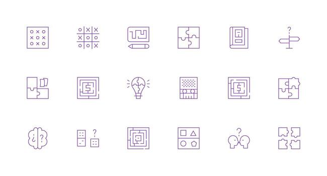 rompecabezas icono conjunto con 18 mínimo línea gráficos icono conjunto para proyectos vector