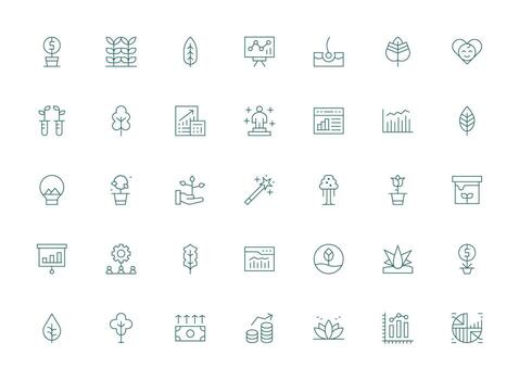 Light Line Style Growth Icons with 35 Vectors Multi-Style Icon Collection