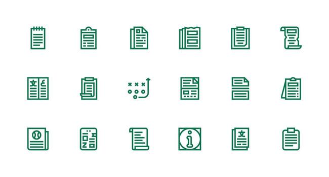 18 instrucciones íconos en fuerte carrera línea estético usuario interfaz íconos para digital productos vector