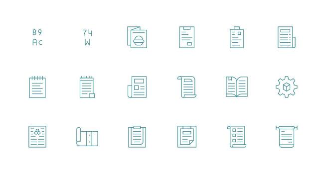 Specifications Set with 18 Minimal Line Icons Full Icon Library for UI Designers vector