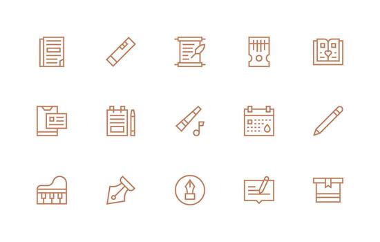 15 Regular Line Designs for Note Icons Dashboard Icon Series vector
