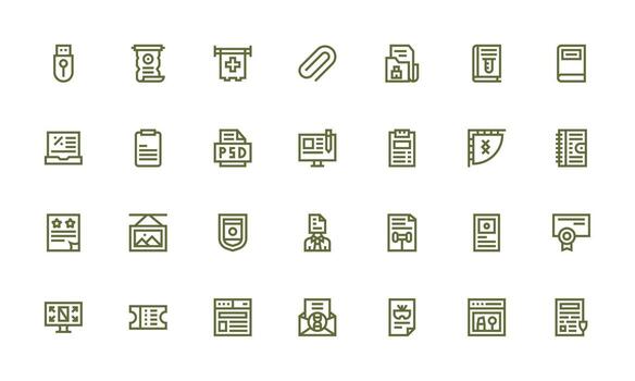 28 Bold Line Style Icons from Document Collection Interface Icon Collection vector