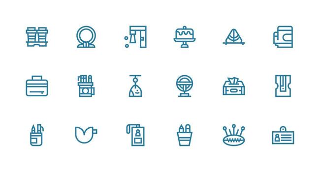 Holder Icon Set with 18 Strong Stroke Line Graphics Icon Set for Web vector