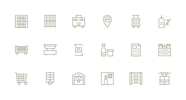 Inventory Icon Collection with 18 Minimal Line Designs Essential Icons for Rapid UI Building vector