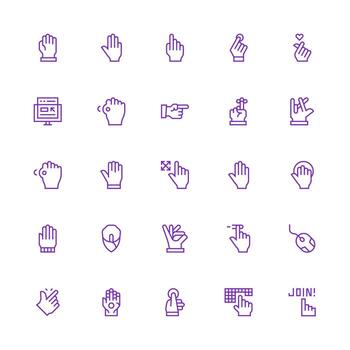hacer clic diseño íconos presentando 25 en medio carrera contorno estilo completar icono conjunto para móvil aplicaciones vector