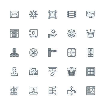 System Set with 25 Medium Stroke Outline Icons UI and UX Focused Icon Collection vector
