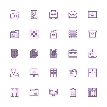 25 íconos para archivos en medio carrera contorno formato icono conjunto para proyectos vector