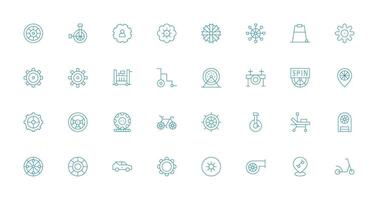rueda icono colección con 32 Delgado línea diseños digital producto íconos para rápido entrega vector
