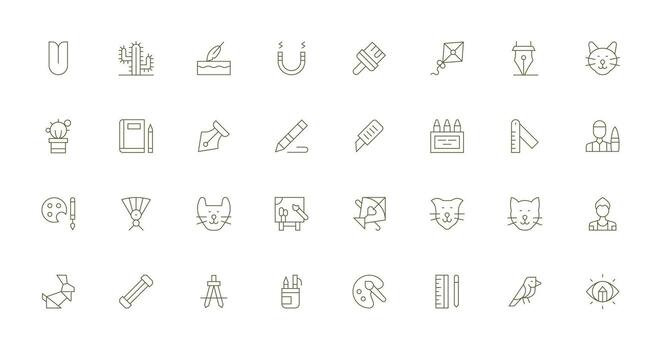 32 Thin Line Designs for Drawing Icons Sharp Icons for Presentations vector