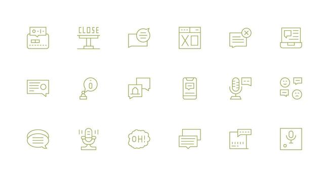 Dialog Set with 18 Minimal Line Icons Pixel Perfect Icon Set vector
