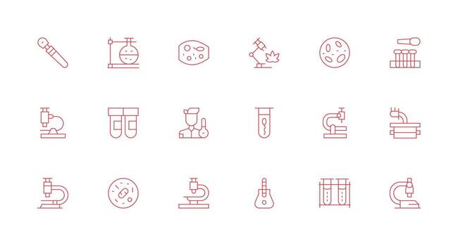 mínimo línea estilo microscopio íconos con 18 vectores interfaz icono colección para diario proyectos