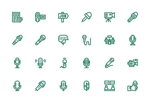 Thick Line Line Style Interview Icons with 24 Vectors Optimized Icon Pack for Digital Products
