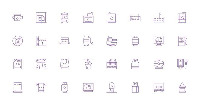 Tank Design Icons featuring 32 in Thin Line Style Neatly Designed Icons for Web Platforms vector