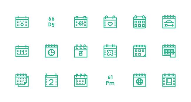 Strong Stroke Line Icons from Date Set with 18 Vectors Balanced Icon Set for Functional Design