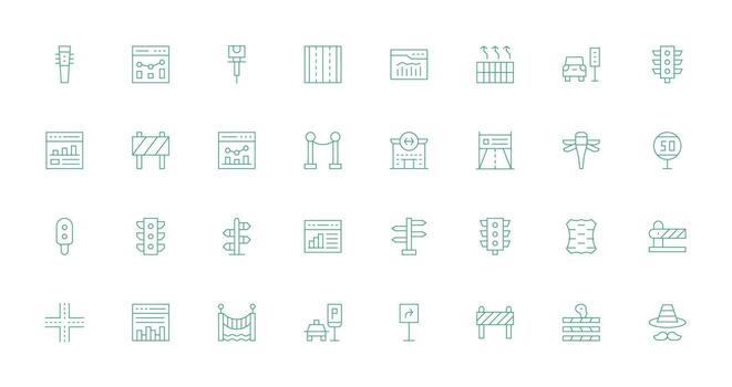 Thin Line Icons from Traffic Set with 32 Vectors Complete Icon Bundle for Web Design