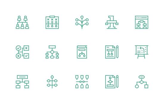 15 Regular Line Vectors for Flowchart Theme App Icon Pack