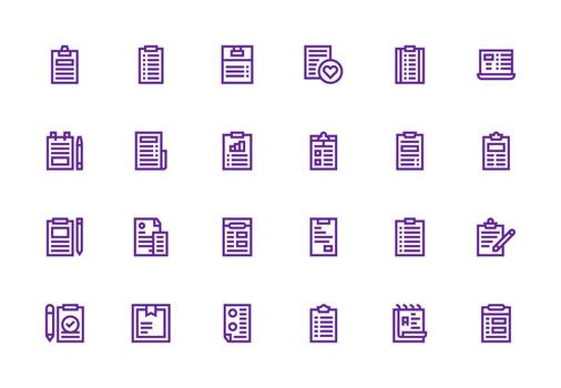 24 grueso línea línea estilo íconos desde Lista de Verificación colección de confianza íconos para todas interfaces vector