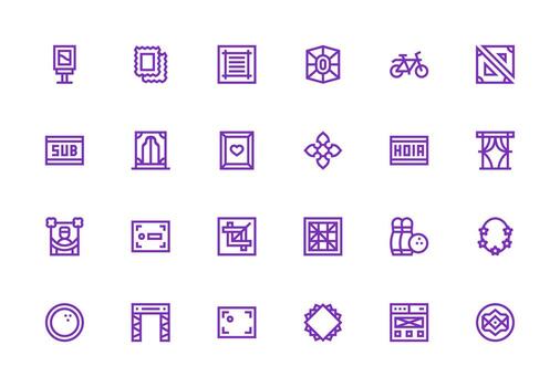 marco visual paquete conteniendo 24 grueso línea línea íconos rápido acceso íconos para ui desarrollo vector