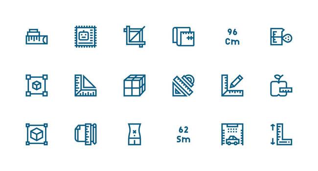 18 Dimensions Icons in Strong Stroke Line Aesthetic Clean Icon Collection for Web Use vector