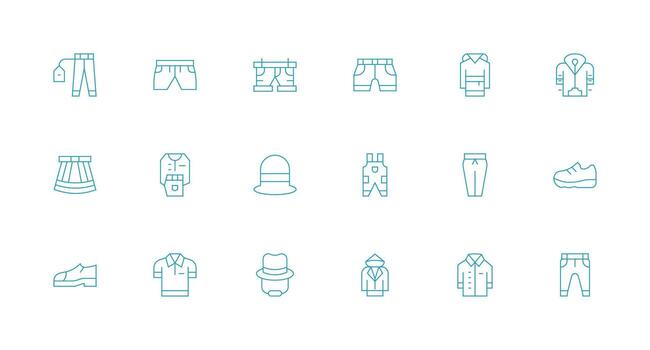 Minimal Line Style Casual Icons with 18 Vectors Clear and Concise Icon Set Collection