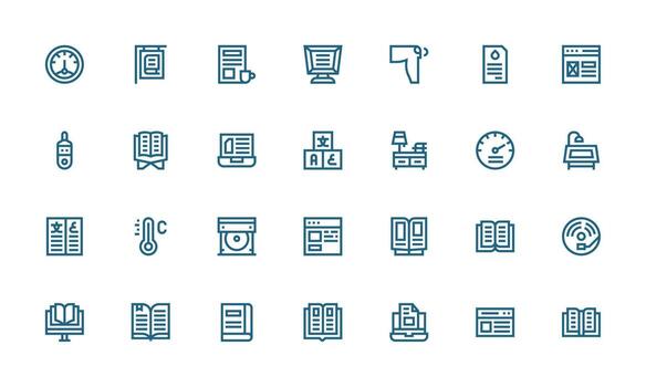 28 Bold Line Style Icons from Reading Collection Complete Icon Set for Mobile Apps vector