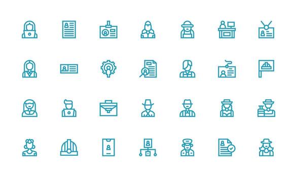 Employee Set with 28 Bold Line Icons Clean Icon Collection for Web Use vector
