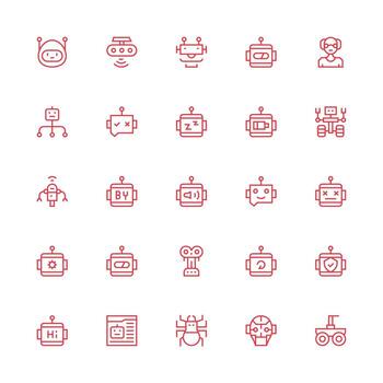 25 Medium Stroke Outline Icons for Robot Graphics Versatile Icon Collection for Designers vector