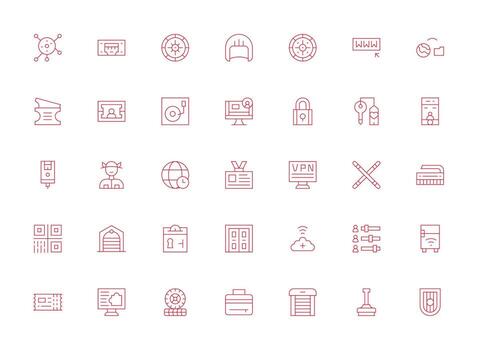 35 Access Icons in Light Line Aesthetic Sharp Icons for Presentations vector