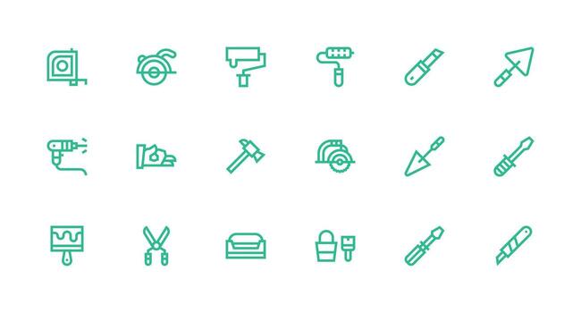 fuerte carrera línea íconos desde bricolaje conjunto con 18 vectores estilo icono conjunto