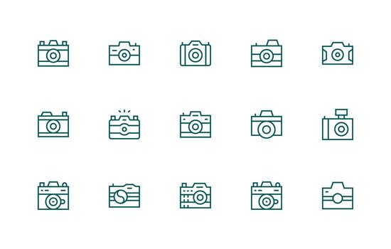 Regular Line Style Snapshot Icons with 15 Vectors Web and App Icon Pack Collection
