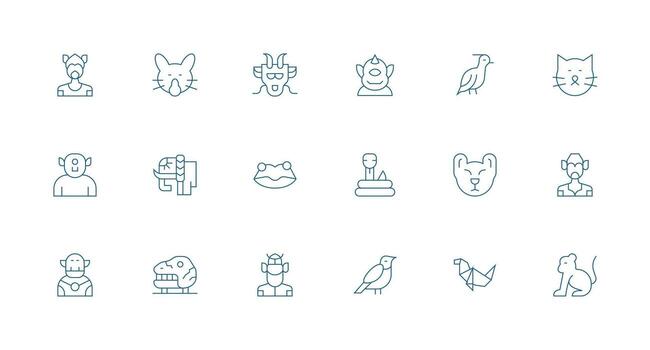 18 Icons for Creature in Minimal Line Format Lightweight Icon Series vector