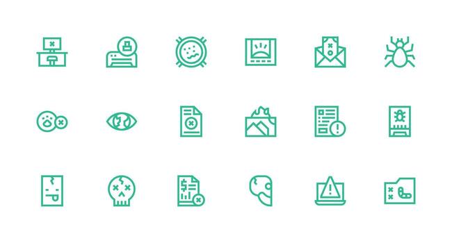 18 Strong Stroke Line Designs for Error Message Icons Flat Icon Set vector