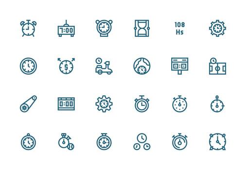 24 grueso línea línea vectores para sincronización tema mínimo icono conjunto para interfaz proyectos