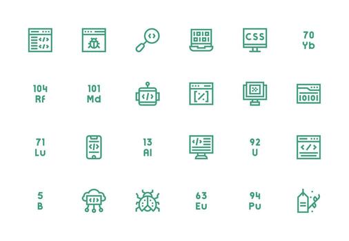 24 Thick Line Line Vectors for Code Theme Full Icon Library for UI Designers