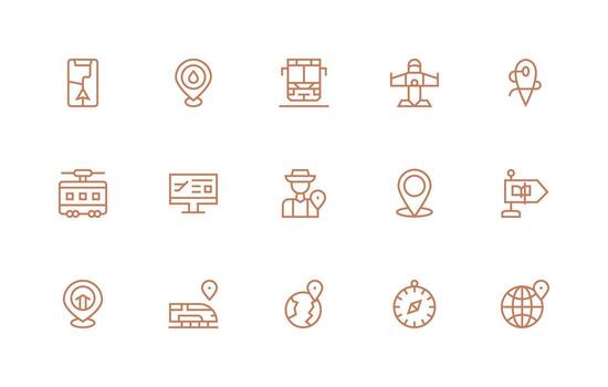 15 Regular Line Vectors for Destination Theme Essential Icons for Rapid UI Building