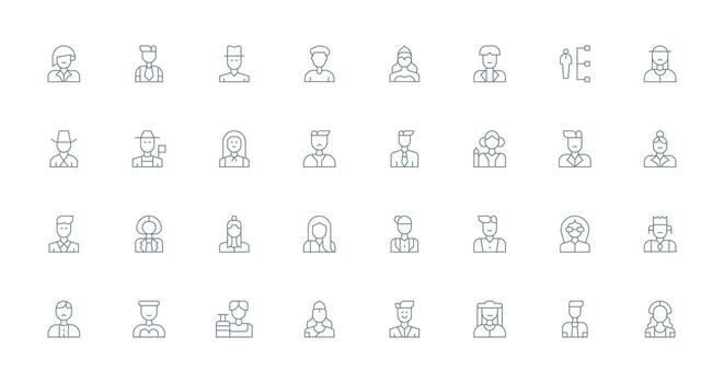 Manager Design Icons featuring 32 in Thin Line Style UI and UX Focused Icon Collection vector