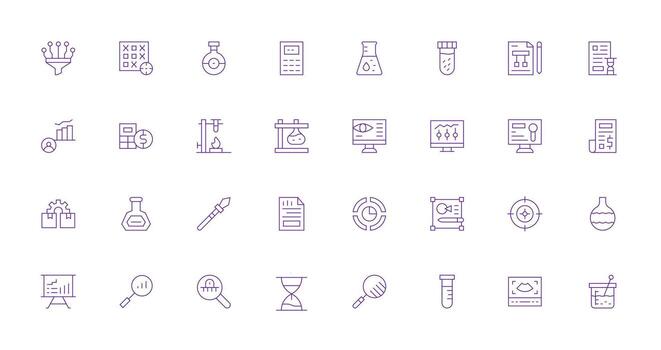 Analysis featuring 32 Icons in Thin Line Design Balanced Icon Set for Functional Design vector