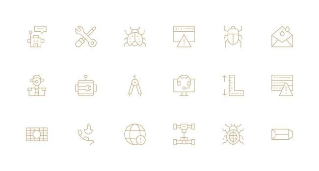 técnico presentando 18 íconos en mínimo línea diseño esencial icono colección vector