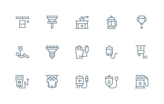 15 regular línea estilo íconos desde goteo colección diseño icono colección vector