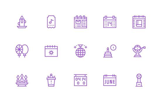 15 íconos para evento en regular línea formato icono conjunto para web vector